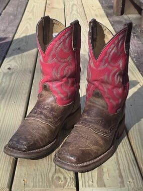 DOUBLE H, Saddle Vamp Brown, Western Work, Festival Boots, Sq Toe, Sz 8.5D,